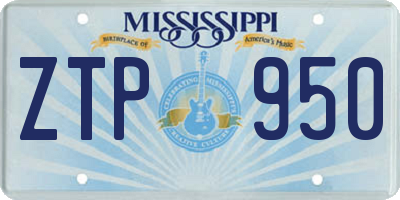MS license plate ZTP950