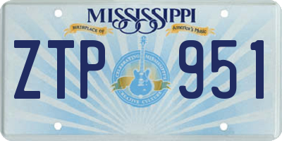 MS license plate ZTP951