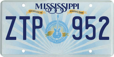 MS license plate ZTP952