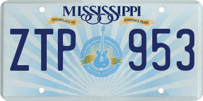 MS license plate ZTP953