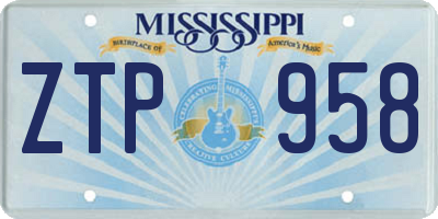 MS license plate ZTP958