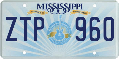 MS license plate ZTP960