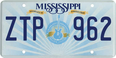MS license plate ZTP962