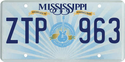MS license plate ZTP963