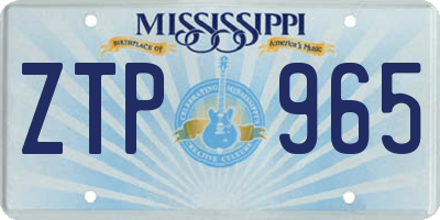 MS license plate ZTP965