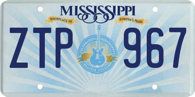 MS license plate ZTP967