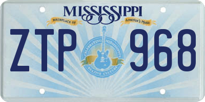 MS license plate ZTP968