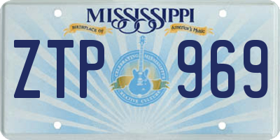MS license plate ZTP969