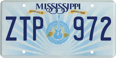MS license plate ZTP972