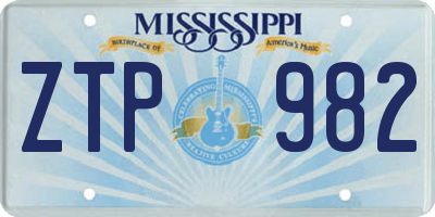 MS license plate ZTP982