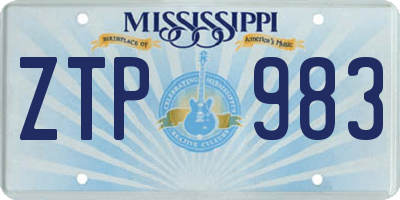 MS license plate ZTP983