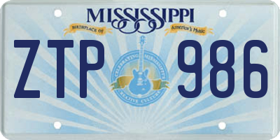 MS license plate ZTP986