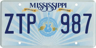 MS license plate ZTP987