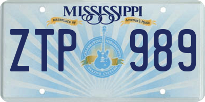 MS license plate ZTP989