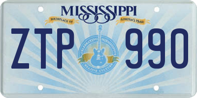 MS license plate ZTP990