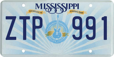 MS license plate ZTP991