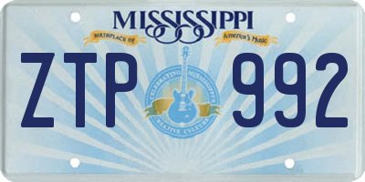 MS license plate ZTP992