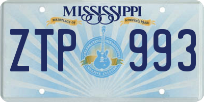 MS license plate ZTP993