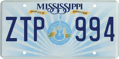 MS license plate ZTP994