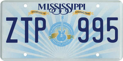 MS license plate ZTP995