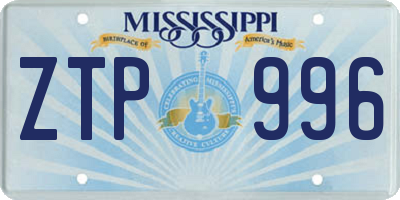 MS license plate ZTP996