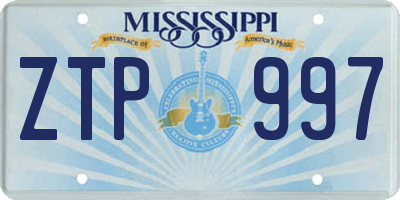MS license plate ZTP997