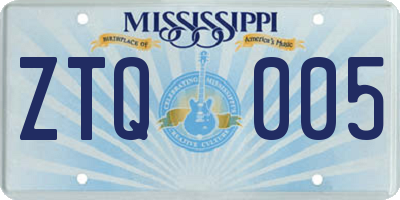 MS license plate ZTQ005