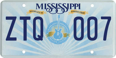 MS license plate ZTQ007