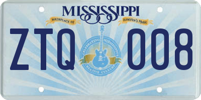 MS license plate ZTQ008
