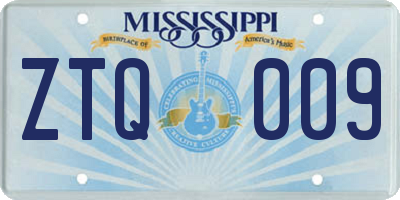 MS license plate ZTQ009