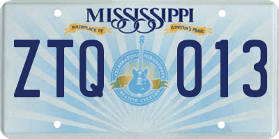 MS license plate ZTQ013