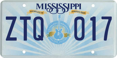 MS license plate ZTQ017