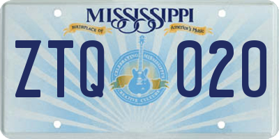 MS license plate ZTQ020