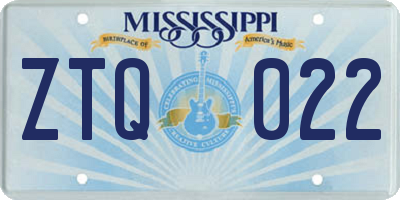 MS license plate ZTQ022