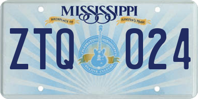 MS license plate ZTQ024