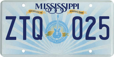 MS license plate ZTQ025