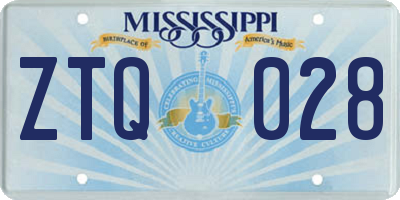 MS license plate ZTQ028