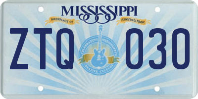 MS license plate ZTQ030