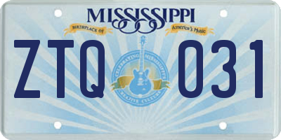 MS license plate ZTQ031