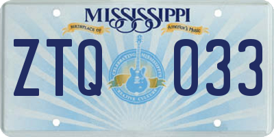 MS license plate ZTQ033