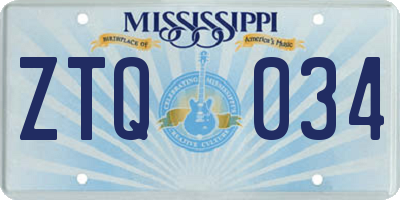MS license plate ZTQ034