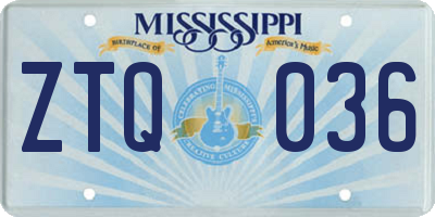 MS license plate ZTQ036