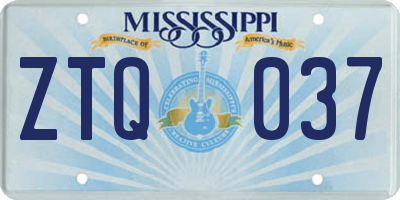 MS license plate ZTQ037