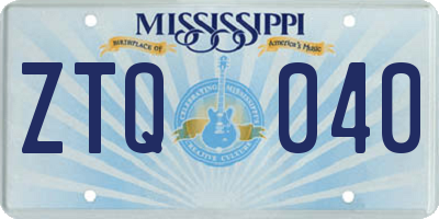 MS license plate ZTQ040