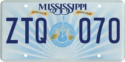 MS license plate ZTQ070