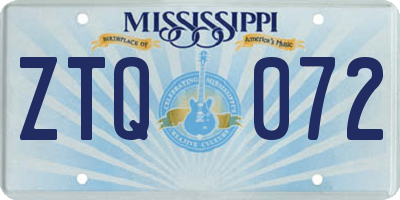 MS license plate ZTQ072