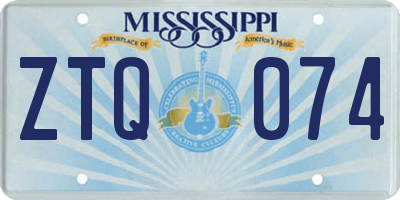 MS license plate ZTQ074