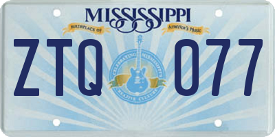MS license plate ZTQ077