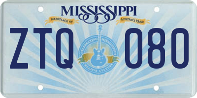 MS license plate ZTQ080