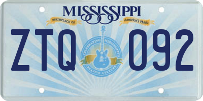 MS license plate ZTQ092